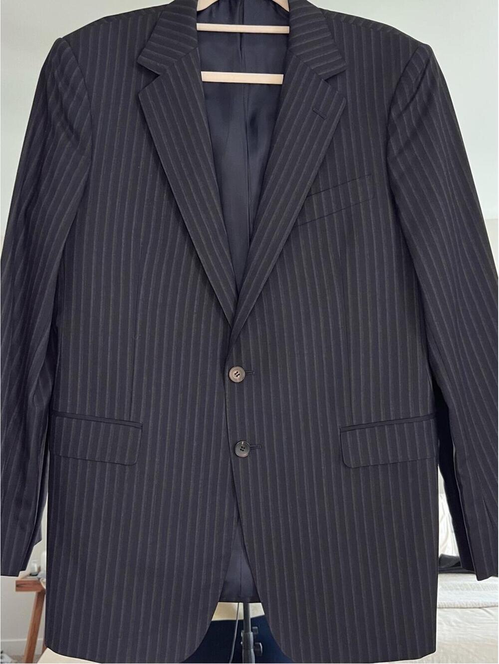 Gucci Black Pinstripe Two-Button Suit Jacket